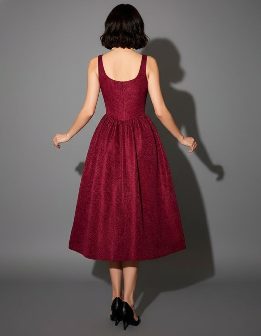 Crimson Heritage Midi Dress
