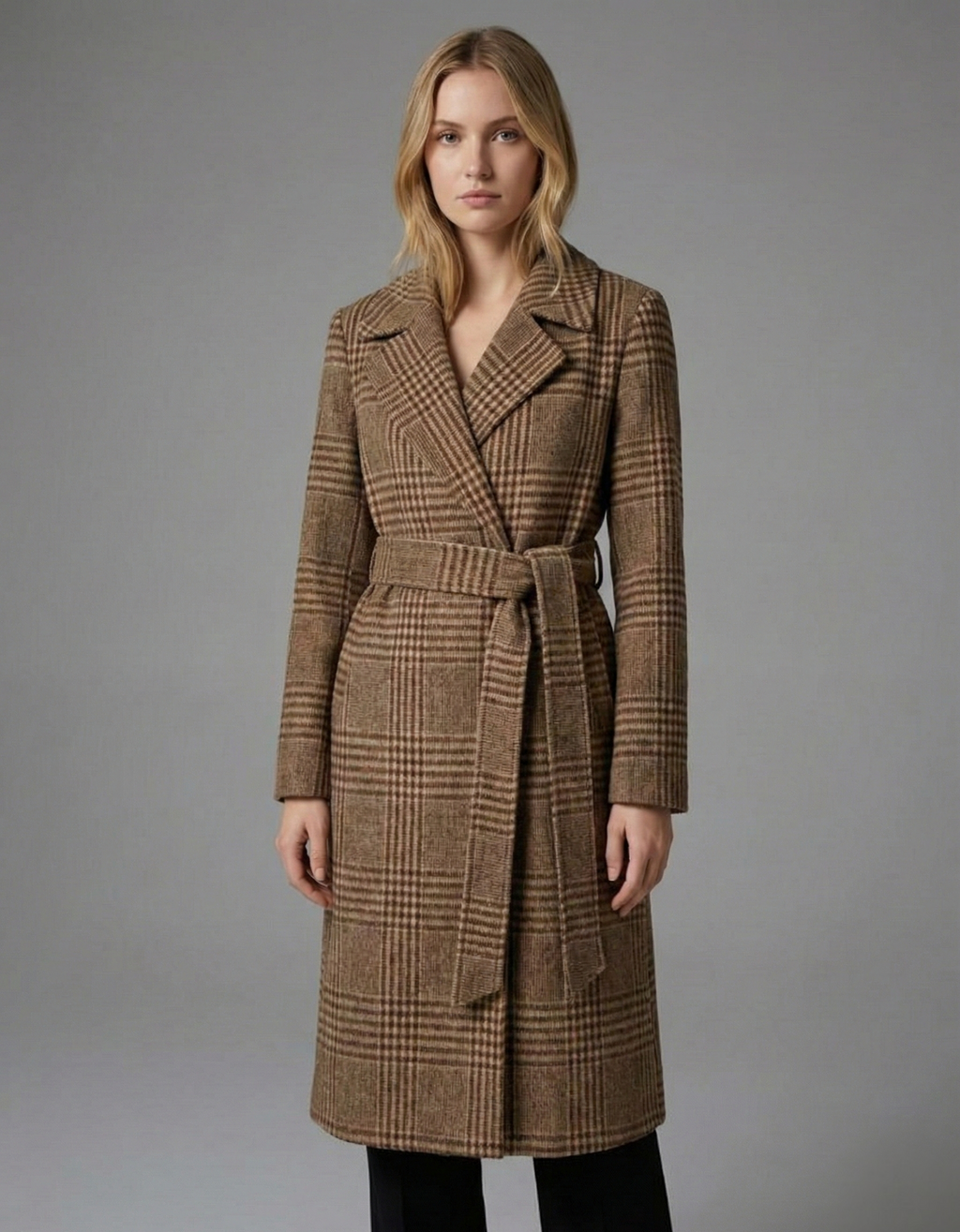 Estate Plaid Wrap Coat