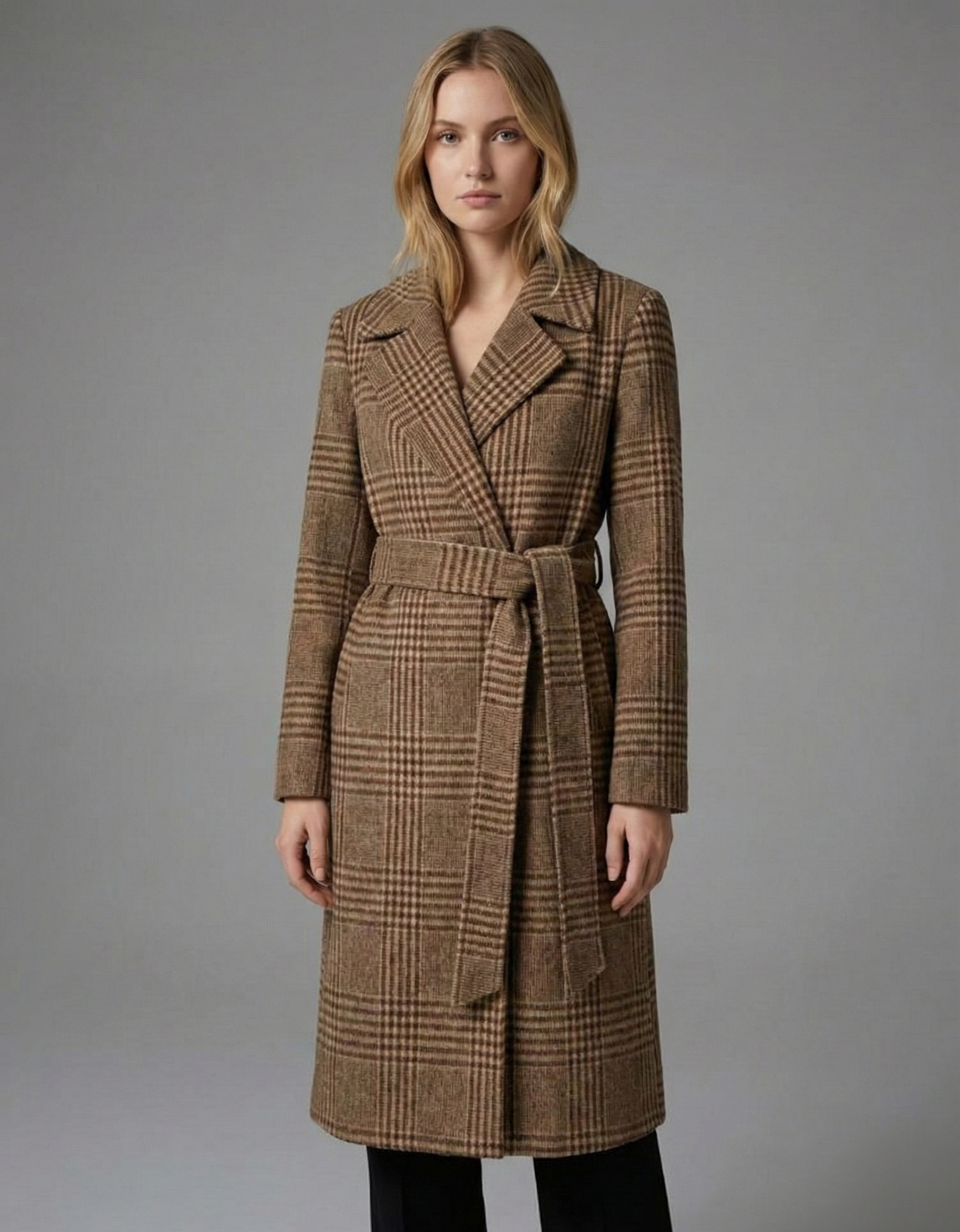 Estate Plaid Wrap Coat