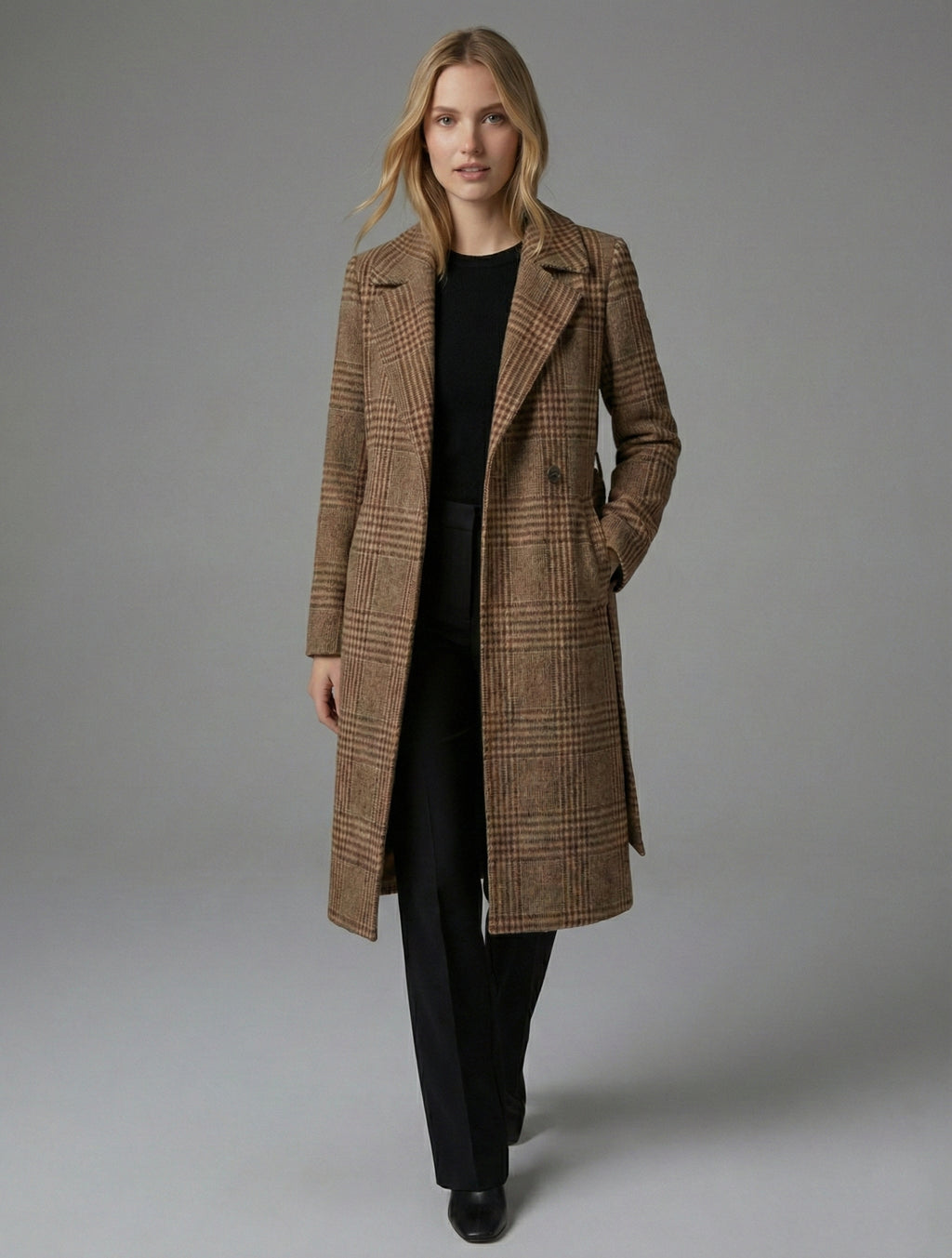 Estate Plaid Wrap Coat