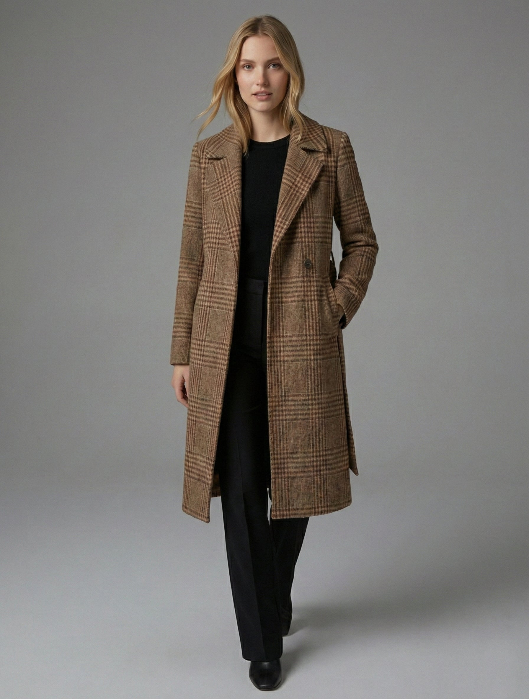 Estate Plaid Wrap Coat