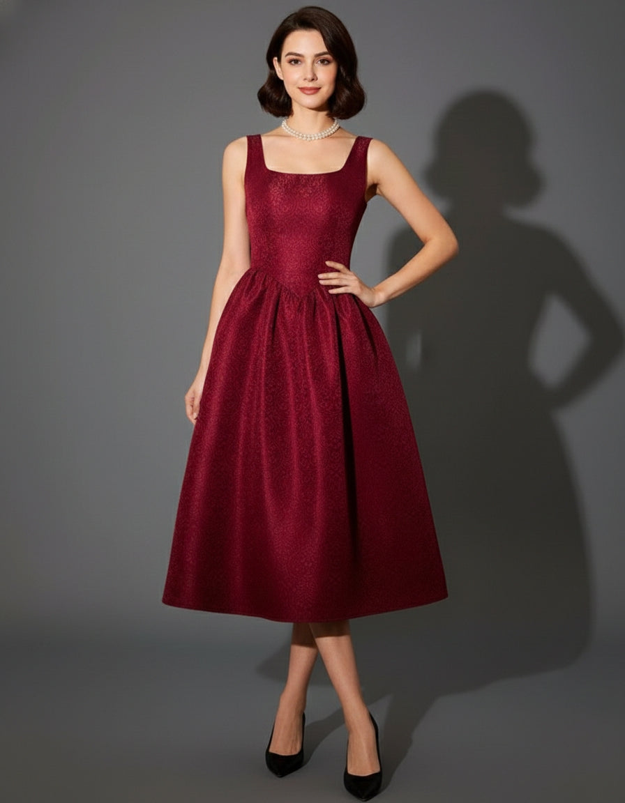Crimson Heritage Midi Dress